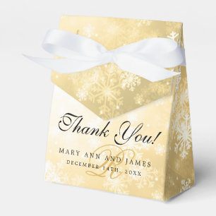 Elegant Wedding Monogram Gold Winter Wonderland Favour Box