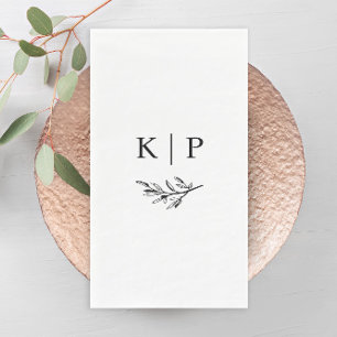 Elegant Wedding Monogram Greenery  Napkin