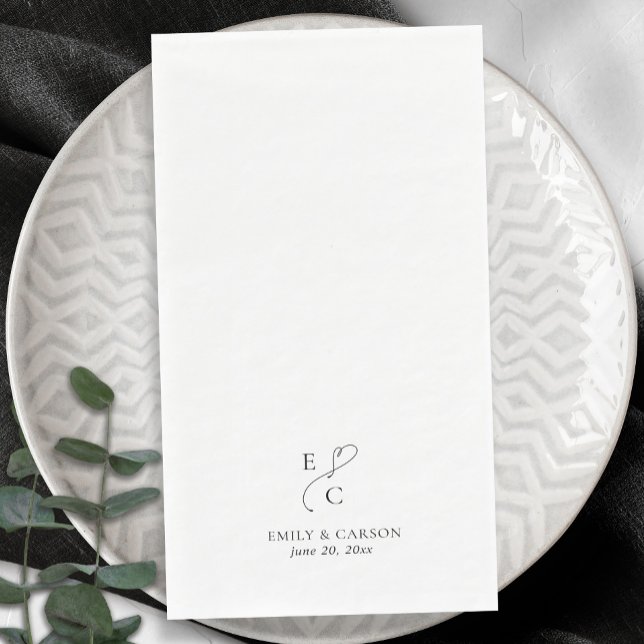 Elegant Wedding Monogram Logo Initials Names Date Napkin (Creator Uploaded)