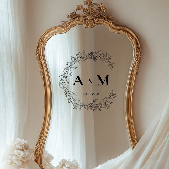 Elegant wedding monogram names date (Modern, elegant, wedding window cling. Just edit your product in a few minutes. You can change the f)