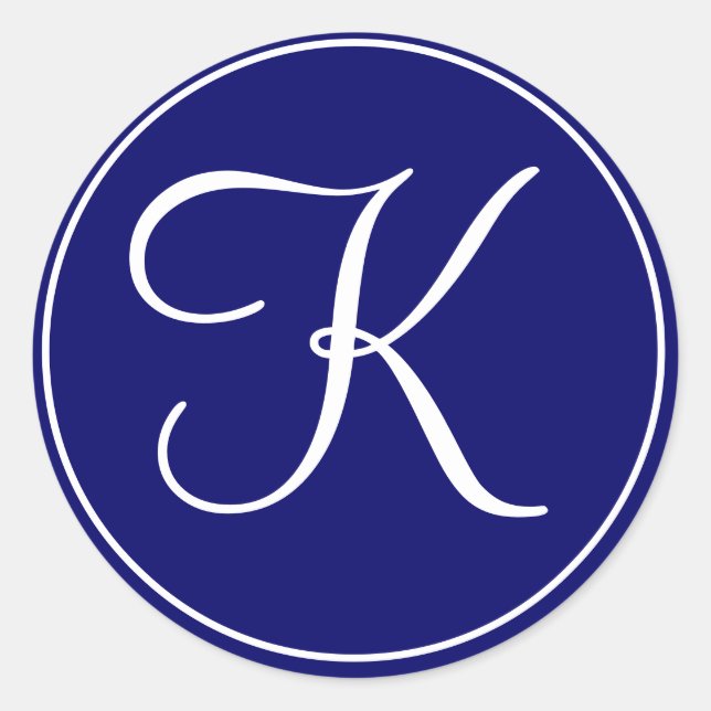 Elegant Wedding Monogram Navy White Labels (Front)