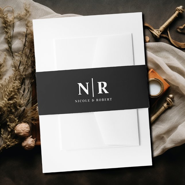 Elegant Wedding Monogram Personalised Invitation Belly Band (Creator Uploaded)