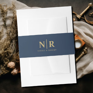 Elegant Wedding Monogram Personalised Invitation Belly Band