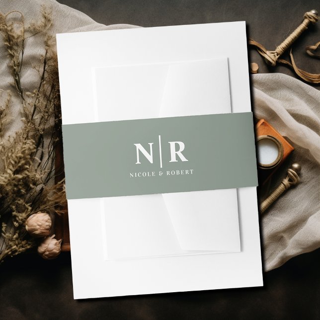 Elegant Wedding Monogram Personalised Invitation Belly Band (Creator Uploaded)