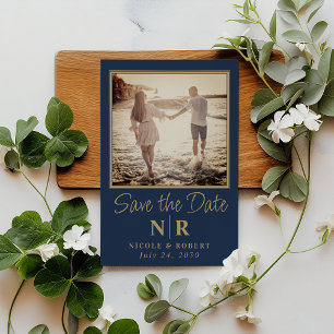 Elegant Wedding Monogram Photo Save The Date Magnetic Invitation