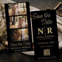 Elegant Wedding Monogram Photo Strip QR Code