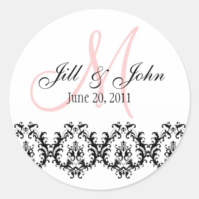 Elegant Wedding Monogram Save the Date Sticker (Front)