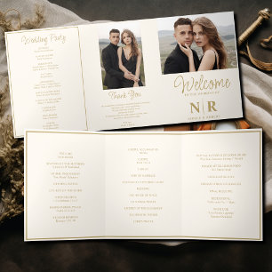 Elegant Wedding Monogram Tri-Fold Wedding Program