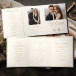 Elegant Wedding Monogram Tri-Fold Wedding Program Holiday Card<br><div class="desc">Announce your special day with sophistication and grace using our Off White and Gold Elegant Wedding Monogram Tri-Fold Wedding Program. This exquisite trifold program combines classic elegance with modern convenience, making it the perfect addition to your wedding ceremony. Crafted with meticulous attention to detail, this folded program features a timeless...</div>