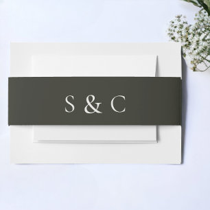 Elegant Wedding Monogrammed Invitation Belly Band