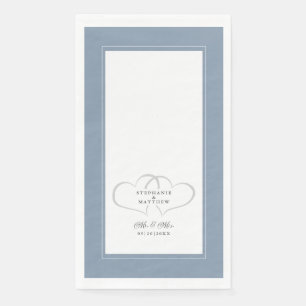 Elegant Wedding Mr & Mrs Dusty Blue Chic Hearts Napkin