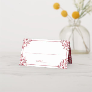 Elegant Wedding Name Cards Nadine (Red)