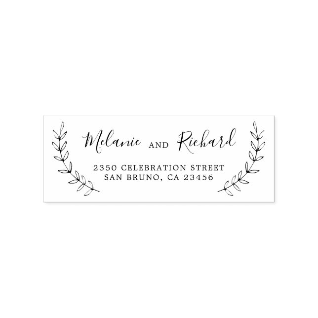 Elegant Wedding Names Botanical Return Address Rubber Stamp (Imprint)