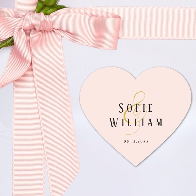 Elegant Wedding Names Date Blush Peah Sticker (Creator Uploaded)