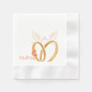 Elegant Wedding Napkin with Rings and Doves – "Mr 