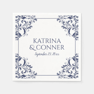 Elegant Wedding Napkins   Nadine (Navy Blue) 2