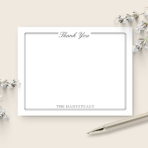 Elegant Wedding Newlywed Script Grey Stationery Thank You Card