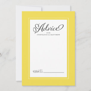 Elegant Wedding Newlywed Wishes Yellow Grey Advice Card