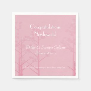 Elegant Wedding Newlyweds Rose Pink Tree Art Napkin
