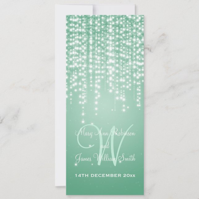 Elegant Wedding Night Dazzle Mint Green Invitation (Front)