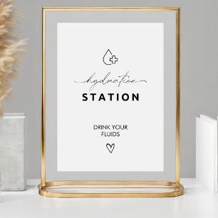 Elegant Wedding Nurse Hydration Station Drink Pedestal Sign