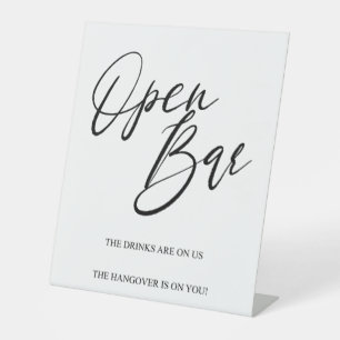 Elegant Wedding Open Bar Tabletop Sign – Modern 