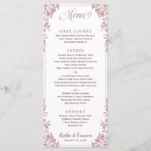 Elegant Wedding or Event Menus (Dusty Rose)