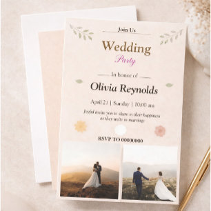Elegant Wedding Party Invitation with Photo