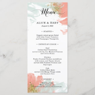 Elegant wedding party menu