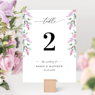Elegant  Wedding Pastel Colour Floral Table Number