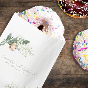 Elegant Wedding Peach Floral Green Favour Bags