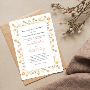 Elegant Wedding Peach Floral Greenery Invitation