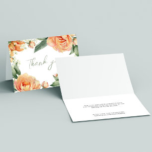 Elegant Wedding Peach Floral Thank You Card