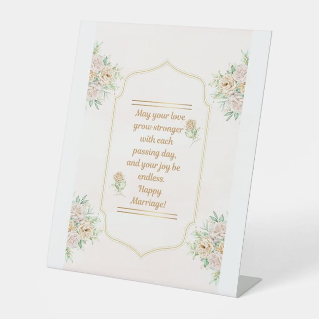 Elegant Wedding Pedestal Sign - Custom 10" x 12"  (Front)