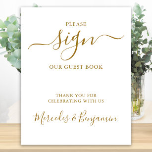 Elegant Wedding Personalised Gold Guest Book Sign