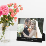 Elegant Wedding Personalised Photo Plaque<br><div class="desc">Wedding keepsake black photo plaque to remember your special day featuring your favourite photo. Personalise with your names and wedding date in elegant white typography.</div>