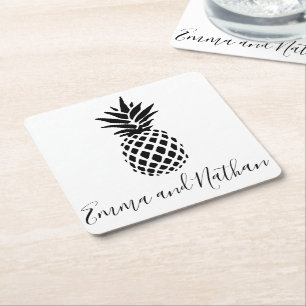 Elegant Wedding Personalised  Square Paper Coaster