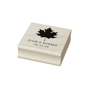 Elegant Wedding Personalized Maple Leaf  Rubber Stamp