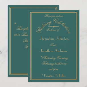 Elegant Wedding Personalized Names Chic Green Invitation