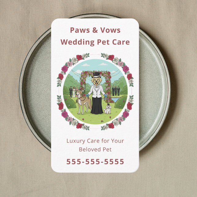 Elegant Wedding Pet Sitter Wedding Pet Attendant Business Card (Creator Uploaded)