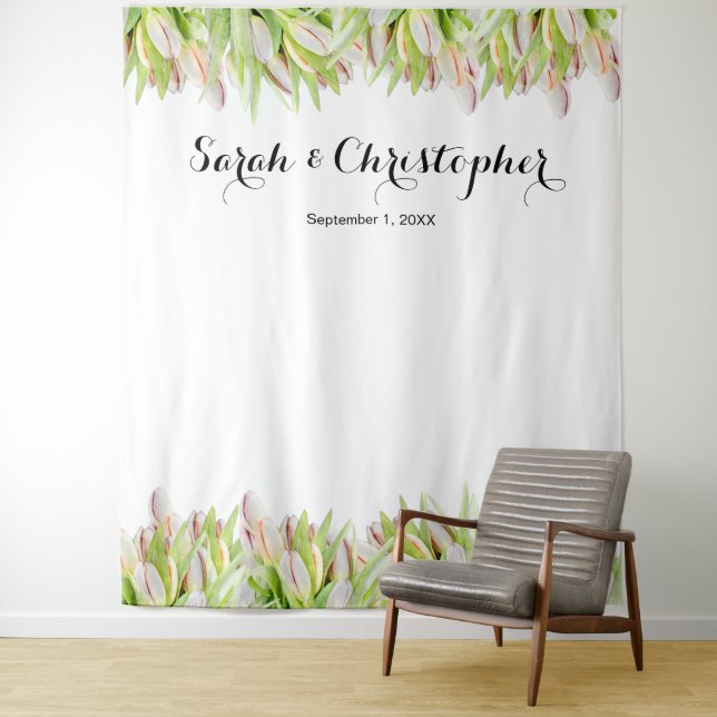 Elegant | Wedding Photo Backdrop | Pink Tulips Tapestry (In Situ)