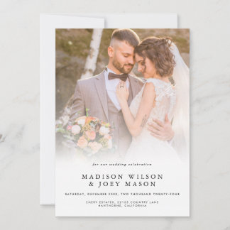 Elegant Wedding  Photo black script Invitation