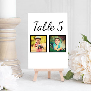 Elegant Wedding Photo Black White Table Number