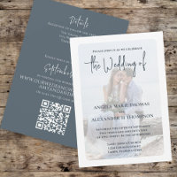Elegant Wedding Photo Blue Script