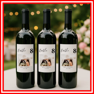 Elegant Wedding PHOTO Calligraphy Table Number  Wine Label