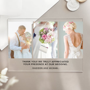 Elegant Wedding Photo Collage Thank You Acrylic Invitations