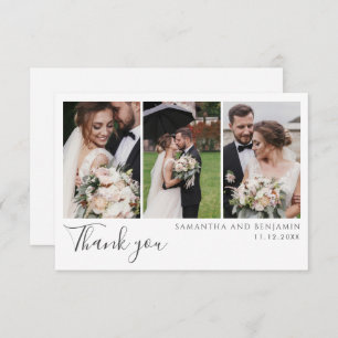 Elegant Wedding Photo Collage Thank You Card