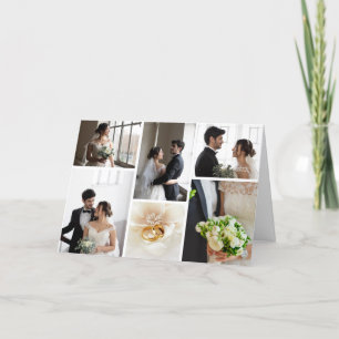 Elegant Wedding Photo Collage Thank You Card