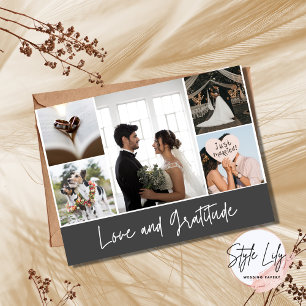 Elegant Wedding Photo Collage Thank You Postcard