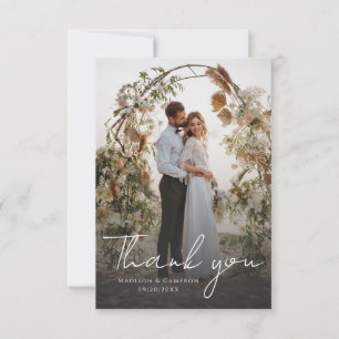 Elegant Wedding Photo Custom Message Thank You Card